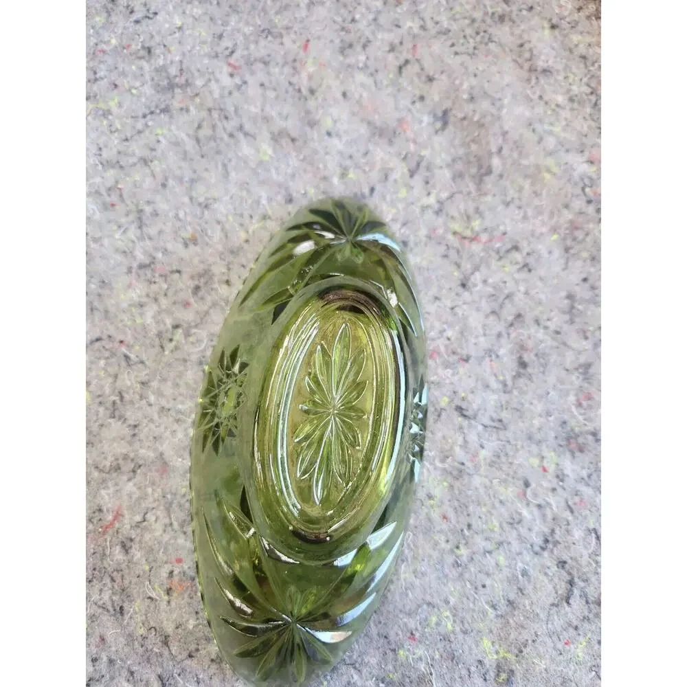 vtg anchor hocking EAPC green banana boat star of david pattern 9.25in